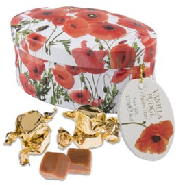 Gardiners of Scotland Handmade Fudge 120g Oval Tin, Poppies Vanilla Fudge