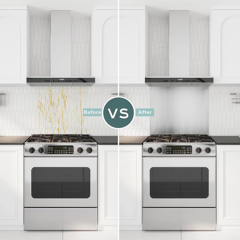 zsttion Stainless Steel Backsplash ，24 x 30Inch Range Hood Stove