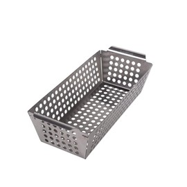SANTOS Vegetable Basket S/Grill Wok 31.5 x 13.5 x 7.7 cm, Stainless Steel