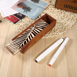 Federmäppchen aus Holz, 4 Arten, Schreibtisch-Aufbewahrung, Organizer, Studenten, Schule, Büro (Blatt-Typ)