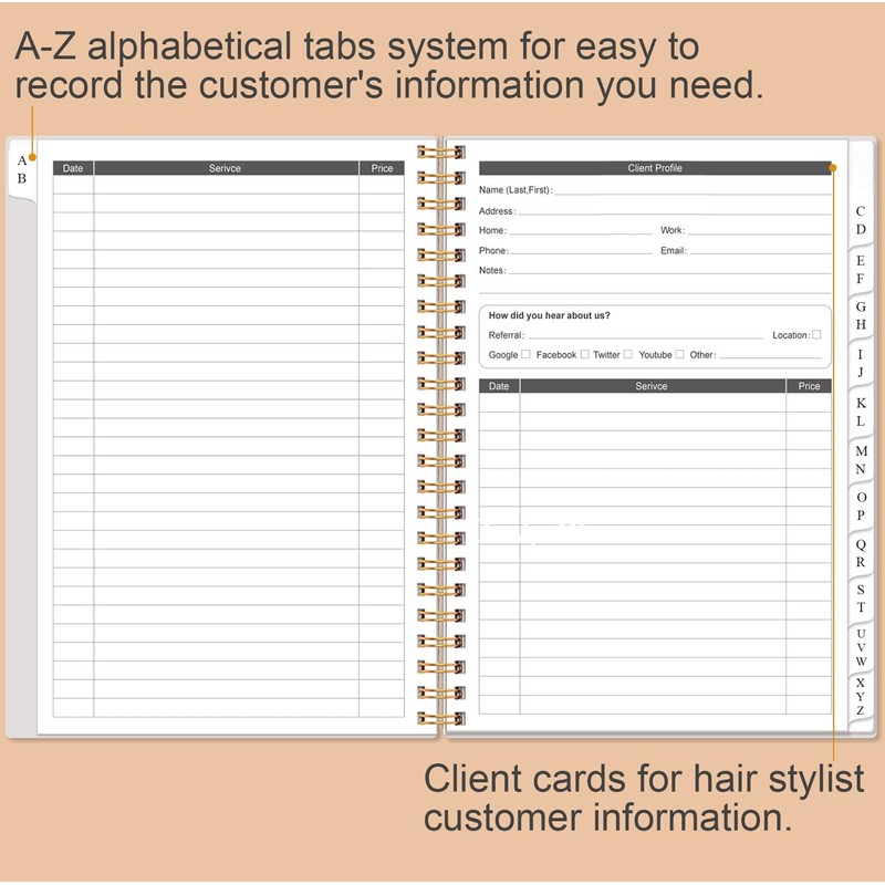 Heveboik Client Record Book - Hair Stylist Client Profile Book-Binder