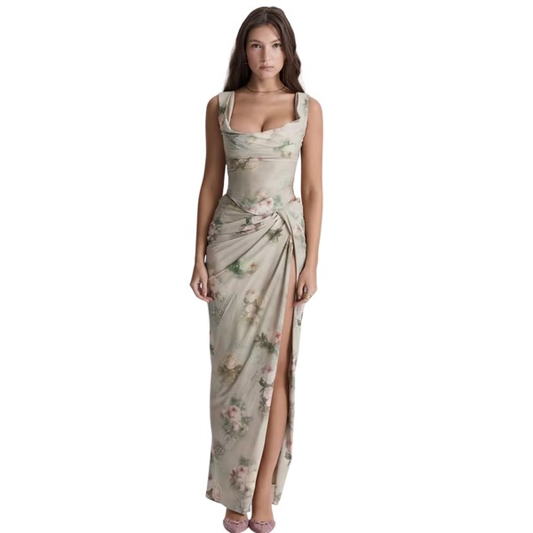 Mekong Delta Lush Intentions Corset Two Piece Summer High Slit