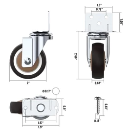 HOLKIE Side Mount Casters Wheels 2 Inch with Heavy Duty Thickened L-Shaped Plate Double Ball Bearing Swivel Casters Set of 4 Holding 250 LBS Ideal Wheels for Furniture,Plant Stands,Cribs,Coffe Tables