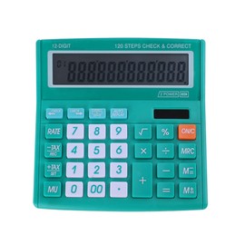 Office Desk Calculator 12 Digits with Solar Power and Easy to Read HD LCD Display, Big Buttons, for Financial Affairs,Home, Office, School, Class and Business,with Battery,Green