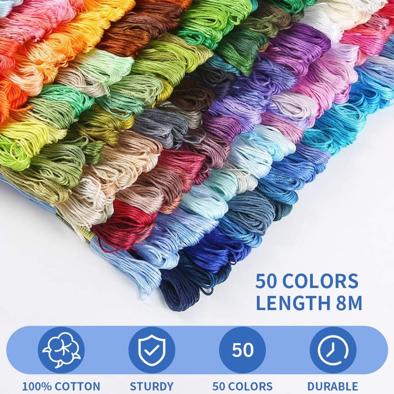 Newaner Embroidery Thread Set - 50 Colours for Embroidery Yourself
