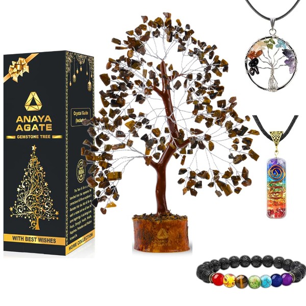 ANAYA AGATE Tiger Eye Crystal Tree of Life - Chakra