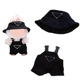 Set of 2 Clothes for LA-BU Doll, Cuddly Toy Clothing Outfit, 17 cm Doll Clothing Set with Hat, Clothes and Backpack, Charming Doll Clothes (Not a Doll), Black
