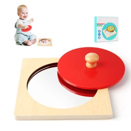 DONGFENGLION Baby Spiegel Montessori Spielzeug, Visuelle Spiegel für Kinder, Spiegel Baby Bauchlage, Spiegel Peekaboo Knopf Puzzle, Spiegel Einfach Kindgerecht für Babys 6-36 Monate