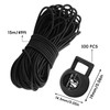 Drawstring Cord 100 Pcs Toggles for Drawstrings and 15m/49ft Black
