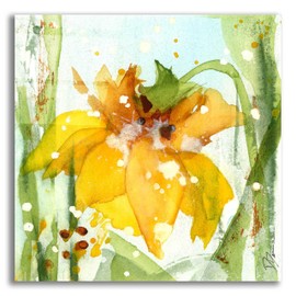 Epic Art 'Daffodil' by Dawn Derman, Acrylic Glass Wall Art, 12"x12"