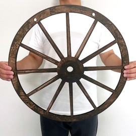 (2 Pieces) Wood Wagon Wheel,Western Party Decorations for Bar, Garage, Coffee Shop, Studio Cowboy Party Decorations, Home Garden Decor (20 inch)