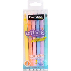 Barrilito Marcadores Pastel Punta Pincel Lettering 6 Piezas