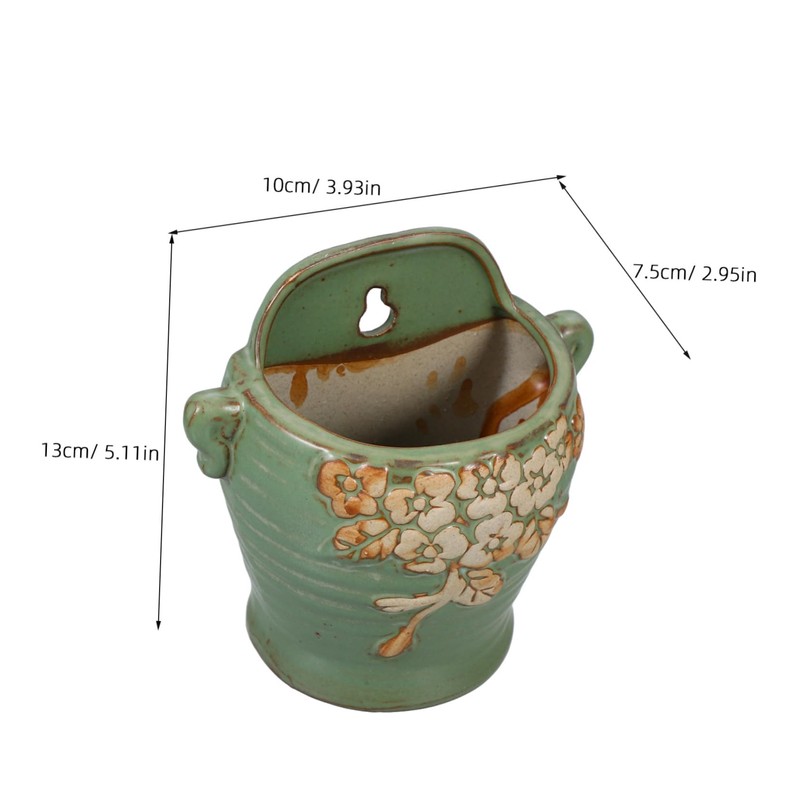 SUPVOX Ceramics Green Hanging Planters for Wall Wall Flower Pot