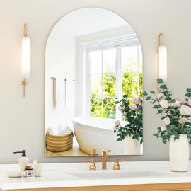 Antok Arch Frameless Bathroom Mirror, 20"x28" Wall Mounted Mirror for Bathroom, Frameless Vanity Mirror for Bedroom, Entryway, Living Room