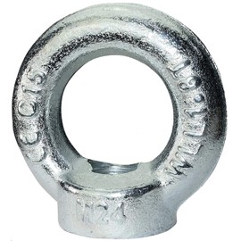 AERZETIX - C45447 - Ring Nut - Ring/Eye Lifting M24 - Galvanised Steel 5.8 - Internal Thread - Crane Eye - DIY - Silver Colour