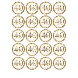 edible 20 x 40th birthday Gold cupcake toppers NOT PRECUT. wafer card