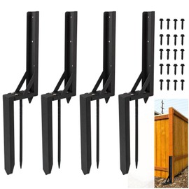 Wpbhk 4PCS Fence Post Repair Kit Heavy Duty Fixer Anchor Ground Spike Fence Post Support Stake for Repairing Damaged Fence Gate Posts Sign Posts or Mailbox