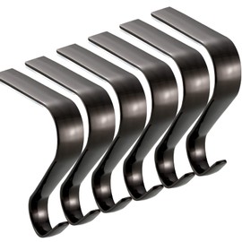 Christmas Stocking Holders for Mantel, Stocking Hangers Set Mantle Hooks Fireplace Socks Hanging Hooks Heavy Duty Home Decoration (Black,6 Pieces)