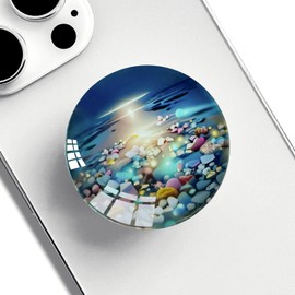 Ksadiye Translucent Clear Phone Grip with Expanding Kickstand,Cell Phone Collapsible Stand Color Stone Design for Smartphones