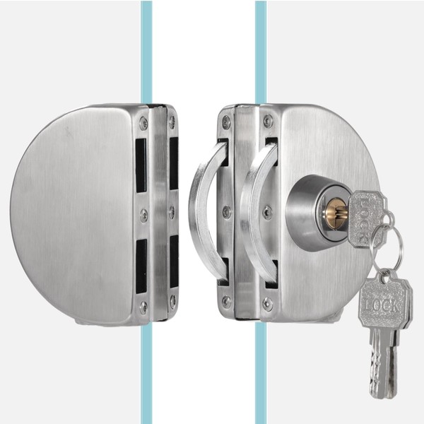 Stainless Steel Glass Door Lock, Double-Sided Lock for 1/2 in