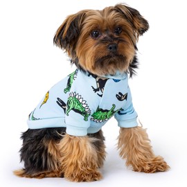 Rocky Thermal Jacket Clothes Fleece Lined Sweater for Dogs, Puppies, Warm Coat Bodysuit Onesie One Piece Vest Pet Jammies with Leg Warmers for Small, Medium, Large Dogs Cats (Dinosaur, Medium)