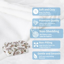 Horse Blanket, Horse Gifts for Girls Women, Floral Horse Throw Blanket Birthday Best Gifts for Horse Lovers, Soft Lightweight Fleece Flower Throws Prefect for Baby Pets All Season - 40 × 30 Inches