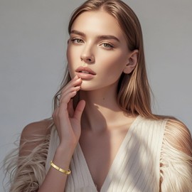 Kenizum Love Bracelets,18K Gold Plated Bangle Bracelet Oval Bangles Cross Love Bracelets for Women Valentines Christmas Gift (Gold Cross, 6.54 INCH)