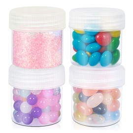 UMETASS Plastic Jars with Lids 1.7 oz, Leakproof Travel Size Containers, Empty Cosmetic Containers for Slime, Lotion, Creams, Skincare, Toiletries, Sample, Craft Supplies Storage (Clear, 4 Pcs)