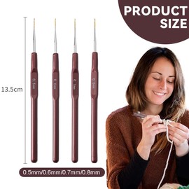 GHPKOTW Set of 4 Crochet Hooks (5 mm, 6 mm, 7 mm, 8 mm) Ergonomic Crochet Hooks with Soft Handles for Incomparable Comfort and Precise Control, Crochet Hook for Beginners and Experienced Crochet
