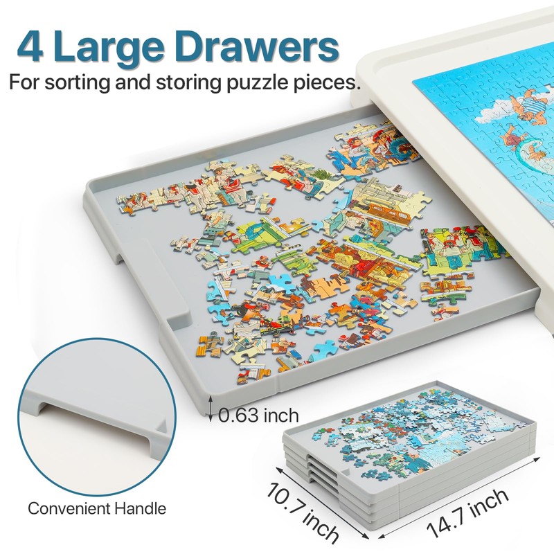 Playboda 1500 Pieces Rotating Plastic Puzzle Board with Drawers and