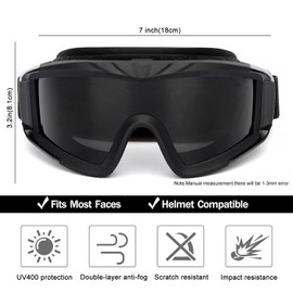 SPOSUNE Airsoft Goggles Anti Fog Army Tactical Goggles with 3 Interchangeable Lens UV400 Protection Over Glasses Airsoft Eye Protection Desert Goggles