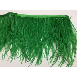 KOLIGHT Pack of 2 Yards Natural Dyed Ostrich Feathers Trim Fringe 4~5inch for DIY Dress Sewing Crafts Costumes Decoration (Dark-Green)