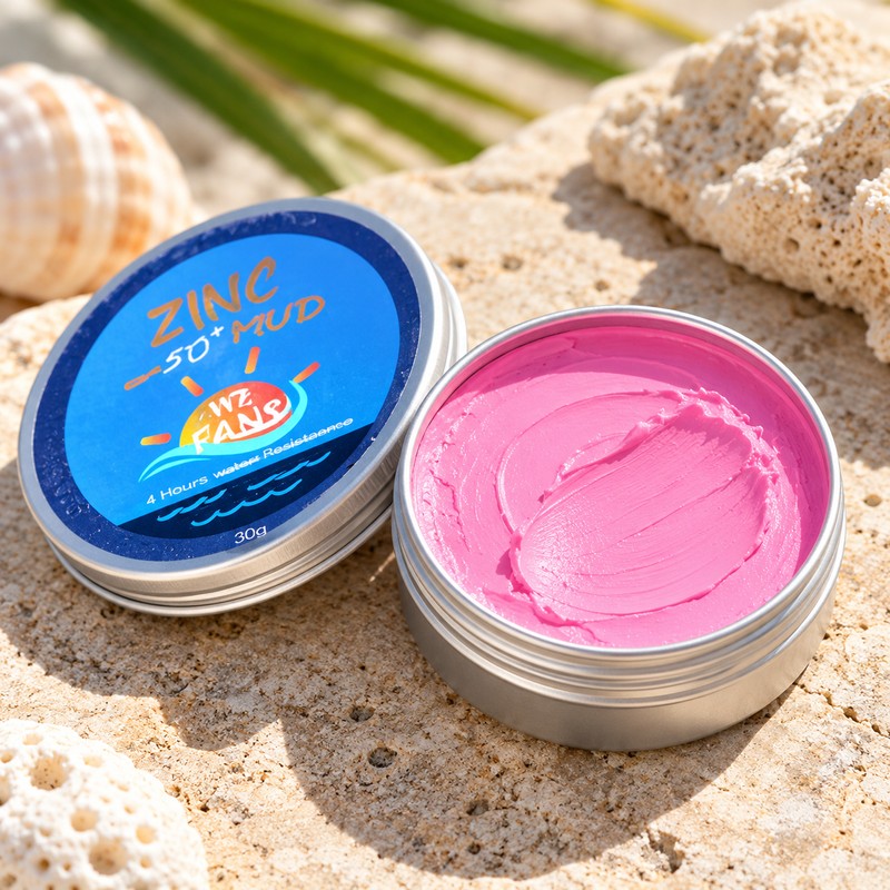 Colorful Zinc Sunscreen Mud for Surfing & Beach Days –