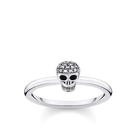 THOMAS SABO Ladies Ring Skull 925 Sterling Silver Blackened TR2327-643-14, Sterling Silver