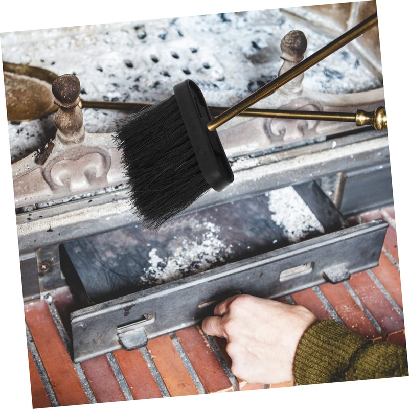 STOBAZA 2pcs Fireplace Cleaning Brush Replacement Heads Handle Ergonomic Design