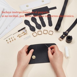 WADORN DIY Kit for Making Shoulder Bags Made of PU Leather, Handmade Sewing Shoulder Bag, Manufacture of All Materials with Instructions, Accessories for Leather Handbags, 19 x 6 x 15 cm, Black