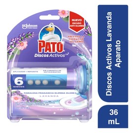 Pato Discos Activos Gel Limpiador para Sanitarios, Lavanda, 1 Aplicador y 6 Discos, 38 g