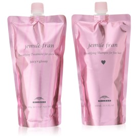 Milbon Jemile Fran Shampoo Heart H 13.5 fl oz (400 ml) + Treatment Juicy Glossy 14.1 oz (400 g) Refill Set