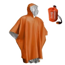 MediKomeka Emergency Products, Survival Sheet, Disaster Goods, Aluminum Sheet, Emergency Sheet, Poncho, Aluminum Blanket, Cold Protection, Waterproof, Raincoat, Insulated, Lightweight, Compact (Orange
