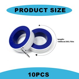 JOCXZI White High Sealing Performance Teflon Tapes (10 m x 1.2 cm x 0.075 mm), 10 Rolls