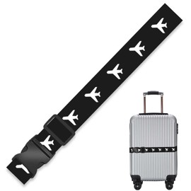 PAVIKE Suitcase Belt, Airplane Pattern, Suitcase Band, Carry Case Band, One-Touch Type, Trunk Belt, Cute, Stylish, Stylish, Adjustable