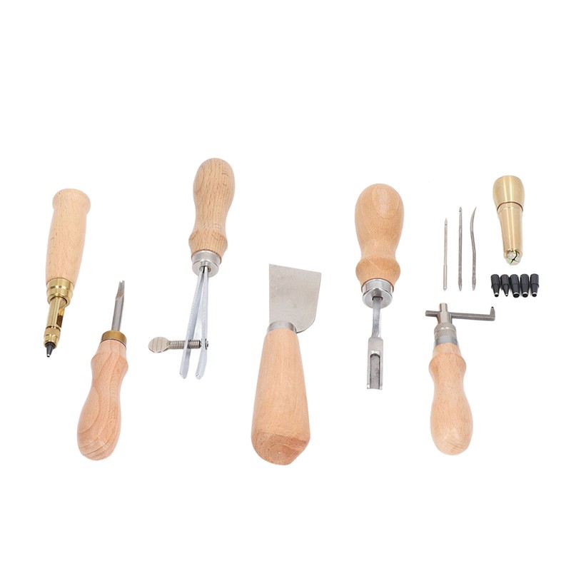 Leather Working Tools Set Log Color Curved Handle DIY Hand