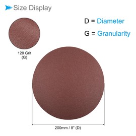 CoCud Hook and Loop Sanding Discs 8" 200mm Sandpaper 120 Grit Aluminium Oxide Flock Sandpaper - (Applications: for Wood Metal Plasterboard) Pack of 10