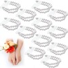 Hicarer 12 Pcs Pearl Wrist Corsage Bracelet Elastic Wristlet Band