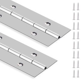 2PCS Heavy Duty Piano Hinge 20 Inch Continuous & Piano Hinges with Screws, Stainless Steel Piano Hinge for Cabinet, Door, DIY Wood Boxes, 0.047" Leaf Thickness, 2” Open Width