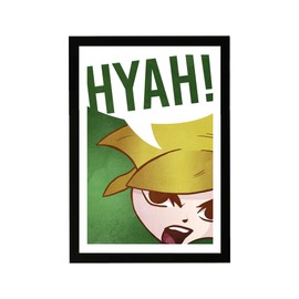 Wynwood Studio Advertising Framed Wall Art Prints 'Hyah' Comics Home Décor, 13" x 19", Green, White