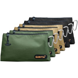 Small Tool Pouch Zipper, Small Tool Bag, Multipurpose Storage Pouch, Heavy Duty Flat Bottom Tool Bag with Zipper for Tools, Gadgets, Cosmetics, Stationary (12 inch - Pack 6)