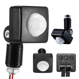 ONEVER Motion Sensor Outdoor Switch PIR, Light Beam Sensing Switch with Relay Output, Infrared Motion Activated Switch Replacement Detector for Wall Light Solar Security Lights Lights Alarm (3, Black)