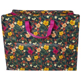 Happy Planet Giftshop Large Jumbo Storage Bag with Zip 58 x 47 x 30cm 80l (Tropical Floral) (Single - Multipacks Available)