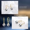JAXXEL Light Gray Pearl Earrings for Women, Fishhook Pearl Drop
